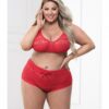Knit Bralette & Cheeky Shorts Flame Scarlet 3x/4x