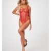 Fishnet Strappy High Cut Leg Teddy Red Xl