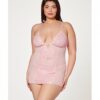 Floral Mesh Chemise & G-string Pink 3x/4x