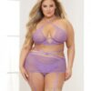 Galloon Lace Bra, Garter Skirt & G-string Lavender Qn