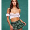 Teacher's Pet Schoolgirl Bustier & Skirt Green/white S/m