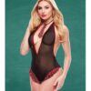 Teacher's Pet Schoolgirl See Thru Crotchless Teddy W/tie Black/red S/m