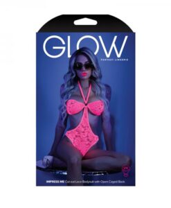 Glow Impress Me Lace Bodysuit With Open-cage Back Neon Pink M/l