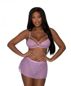 Magic Silk Girl Next Door Bralette W Skirt Lilac S/m