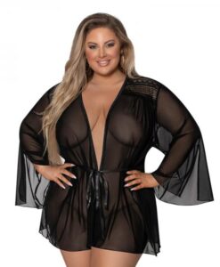 Magic Silk Modern Romance Short Robe Black Queen Size