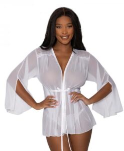 Magic Silk Modern Romance Short Robe White L/xl