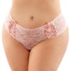 Magnolia Crotchless Lace Boyshort With Lace-up Panel Details Light Pink Queen