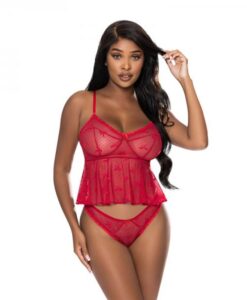 Magic Silk With Love Flutter Cami & Cheeky Panty Set Red S/m