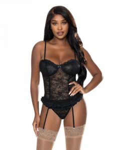 Magic Silk Ooh La Lace Bustier & Panty Set Black S/m