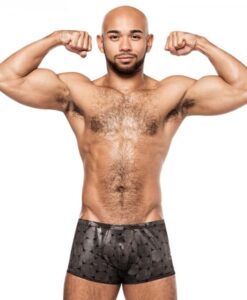 Male Power Round About Mini Short Silver S