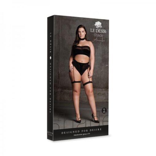 Shots Le Desir Shade Ananke Xii 3-piece With Choker, Bandeau Top & Panty With Garters Black Queen Si