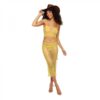 Dreamgirl Iridescent Rhinestone Embellished Fishnet Camisole And G-string Set Citrus M