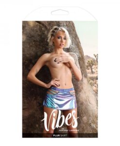 Fantasy Lingerie Vibes Plur Holographic Cut Out Skirt Separate Aqua Holo L/xl