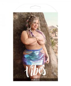 Fantasy Lingerie Vibes Plur Holographic Cut Out Skirt Separate Aqua Holo Queen Size