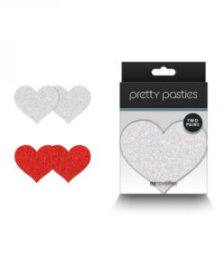 Pretty Pasties Glitter Hearts Red/silver 2 Pair