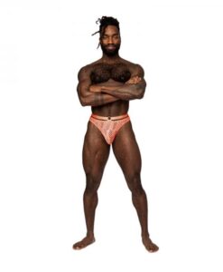 Male Power Rude Awakening Strap Thong Neon Orange S/m