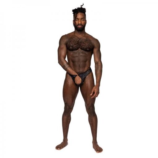 Male Power Sassy Lace Open Ring Thong Black L/xl