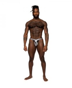 Male Power S'naked Criss Cross Thong Silver/black L/xl