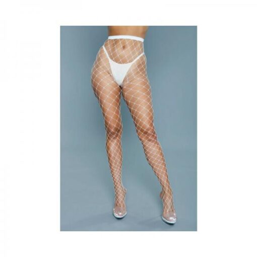 Bewicked Oversized Fishnet Pantyhose White O/s