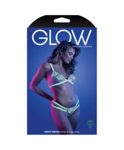 Fantasy Lingerie Glow Night Vision Glow-in-the-dark Lace Bralette & Panty White M/l