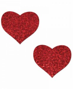 Pastease Glitter Heart Pasties Red