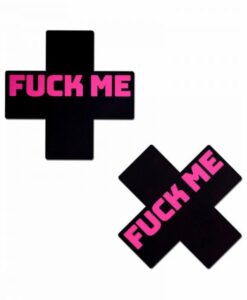 Pastease Fuck Me Crosses Pasties Black/pink