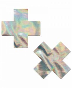 Pastease Holographic Crosses Pasties Silver