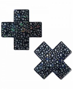 Pastease Crystal Sparkling Crosses Pasties Black