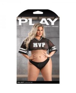 Fantasy Lingerie Play Real Mvp Cropped Jersey Top & Lace Up Panty Costume 1xl/2xl