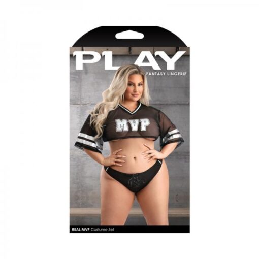 Fantasy Lingerie Play Real Mvp Cropped Jersey Top & Lace Up Panty Costume 1xl/2xl