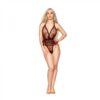 Dreamgirl Flocked Heart Mesh Teddy With Gold Heart Details On Straps Black/ruby O/s