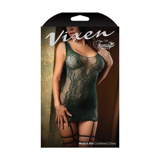 Fantasy Lingerie Vixen Watch Me Gartered Seamless Dress Green O/s