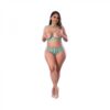 Magic Silk Soft Petals Cupless Bra And Split Crotch Panty Set Aqua Queen Size