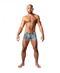 Male Power Dirty Denim Pouch Short Denim Print M
