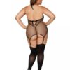 2 Layer Garter Slip W/ Faux Vinyl Black Q/s