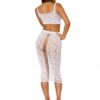 Seamless Sheer Lace Bralette & Slip Skirt White O/s