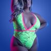 Glow Spotlight Contrast Lace Teddy Neon Green Q/s