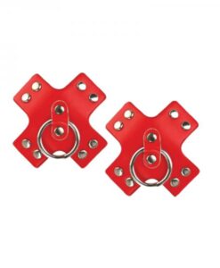 Nipplicious Seducer Leather Pasties W/ Ring Red