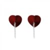 Nipplicious Dominatrix Leather Collar & Pasties W/ Chains Red