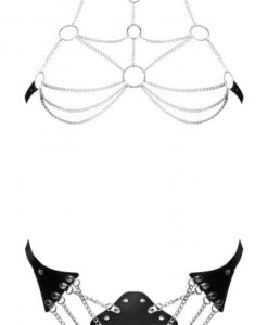 Victoria Chain Bra & Thong Set Black O/s