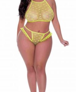 Love Star Halter Bra & Panty Set Chartreuse 2xl