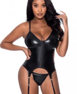 Club Candy Basque & Cheeky Panty Black S/m