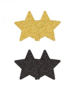 Pretty Pasties Glitter Stars Black/gold 2 Pair