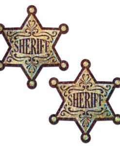 Pastease Sheriff Badge Gold Glitter