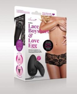 Secrets Vibrating Floral Lace Boy Short Rechargeable Black O/s
