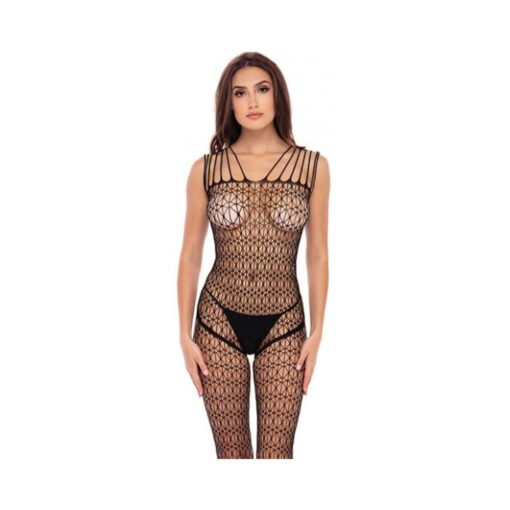 Rene Rofe Neo Geo Crotchless Bodystocking Black O/s
