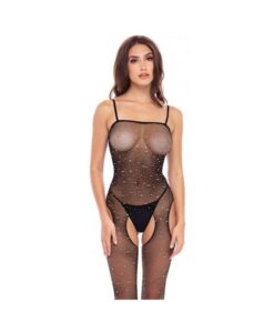 Rene Rofe Sparkle Crotchless Bodystocking Black O/s