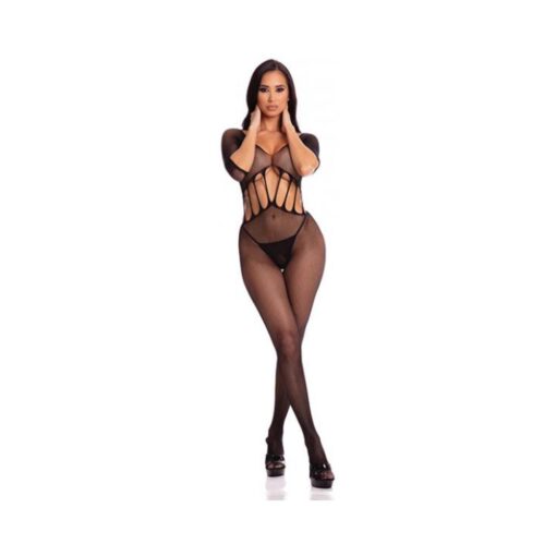 Pink Lipstick Amplify Crotchless Bodystocking Black O/s
