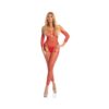 Pink Lipstick In My Head Net Bodystocking  Red O/s