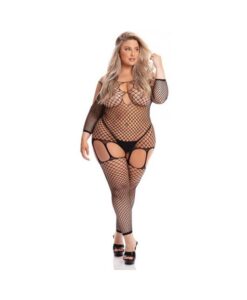 Pink Lipstick In My Head Net Bodystocking Black Qn